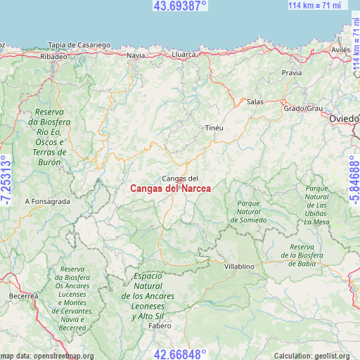 Cangas del Narcea on map
