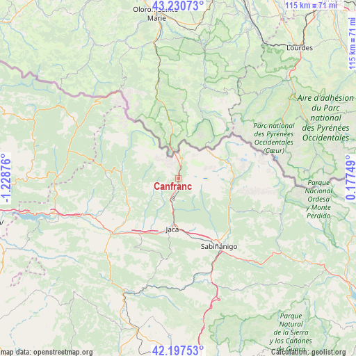 Canfranc on map