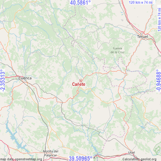 Cañete on map