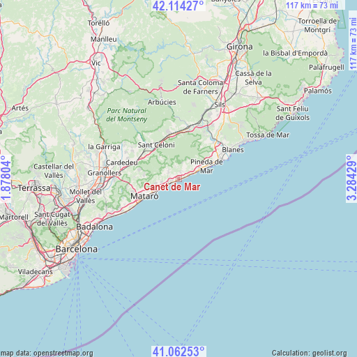 Canet de Mar on map