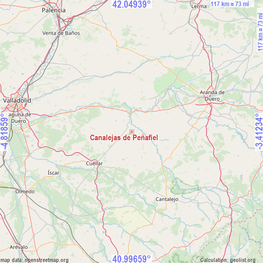 Canalejas de Peñafiel on map