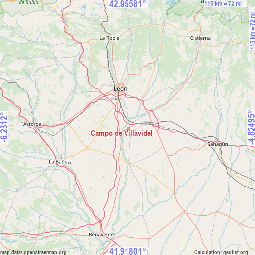 Campo de Villavidel on map