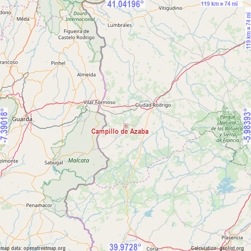 Campillo de Azaba on map