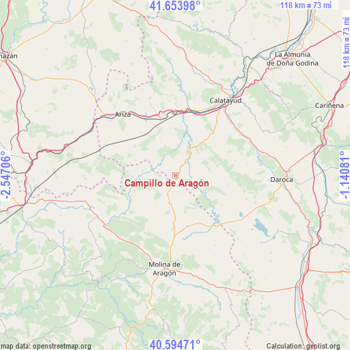 Campillo de Aragón on map