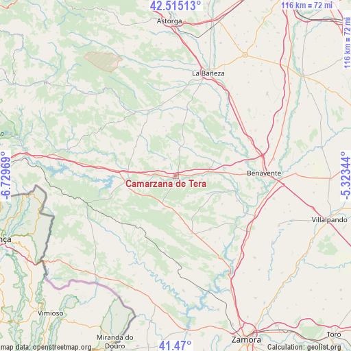 Camarzana de Tera on map