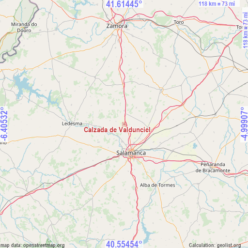 Calzada de Valdunciel on map