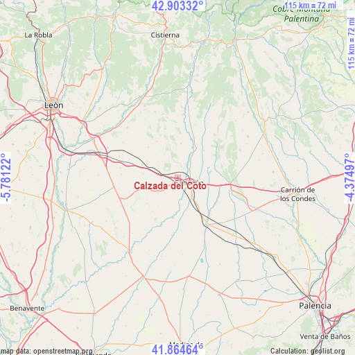 Calzada del Coto on map