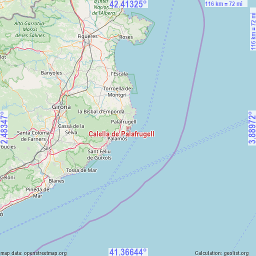 Calella de Palafrugell on map