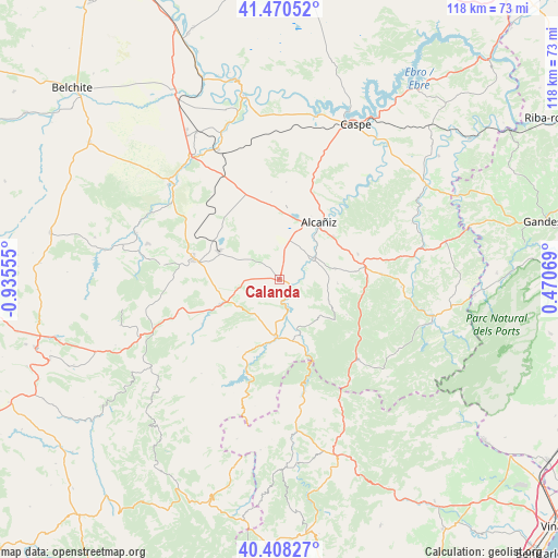 Calanda on map