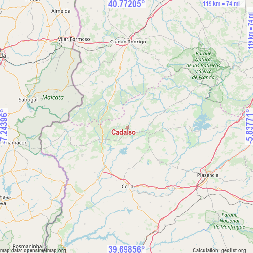 Cadalso on map