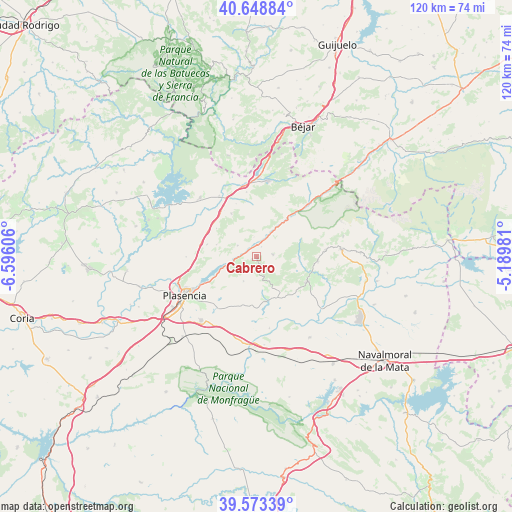 Cabrero on map