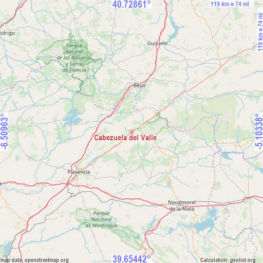 Cabezuela del Valle on map