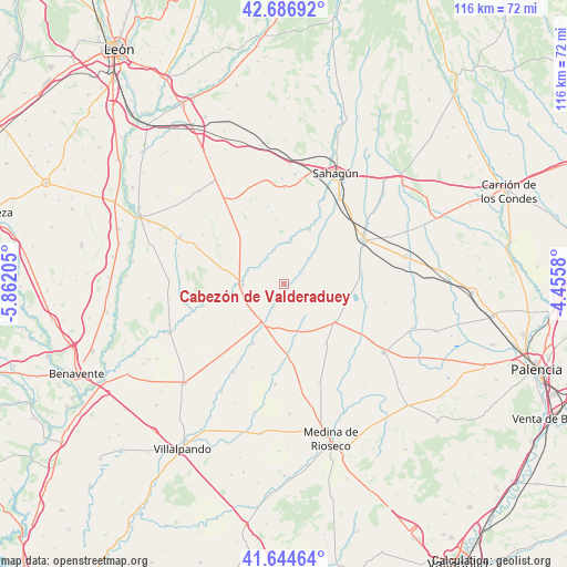 Cabezón de Valderaduey on map