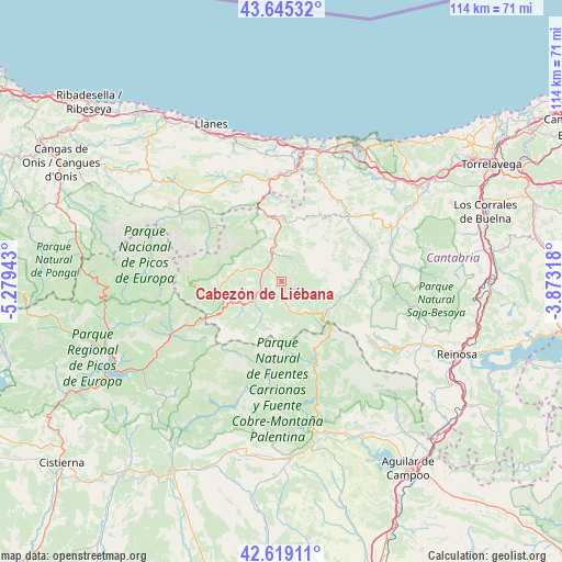 Cabezón de Liébana on map
