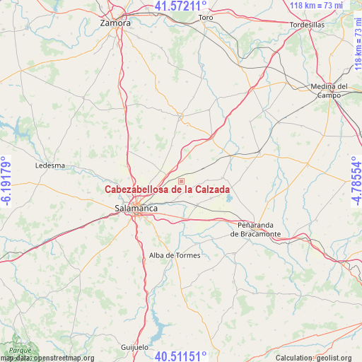 Cabezabellosa de la Calzada on map