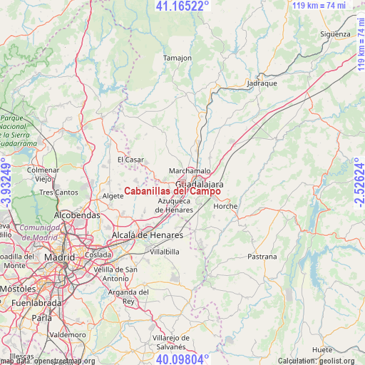Cabanillas del Campo on map