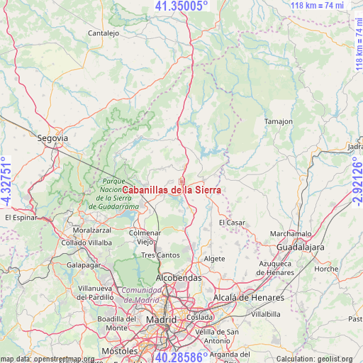 Cabanillas de la Sierra on map