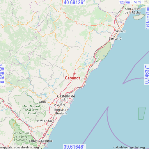 Cabanes on map