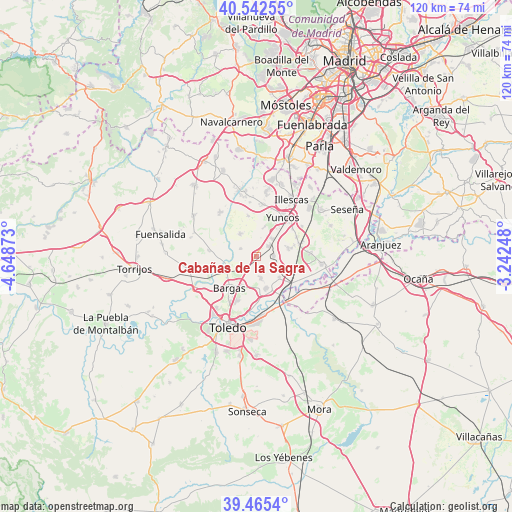 Cabañas de la Sagra on map