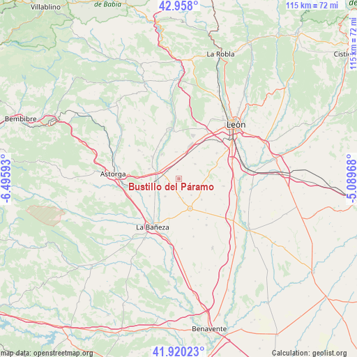 Bustillo del Páramo on map
