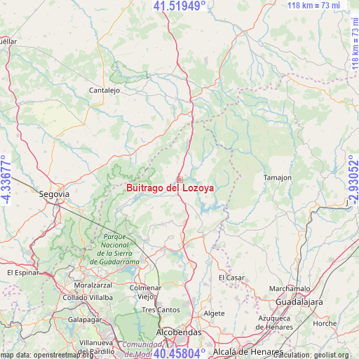 Buitrago del Lozoya on map