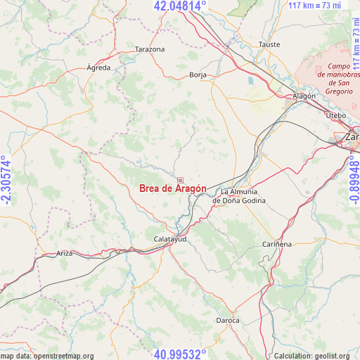 Brea de Aragón on map