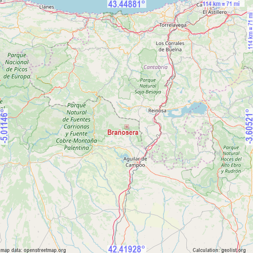 Brañosera on map