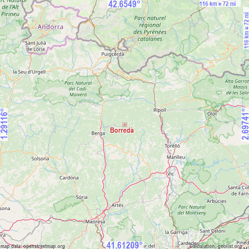 Borredà on map
