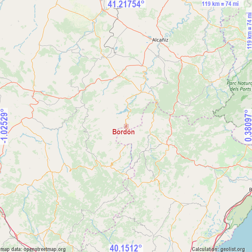 Bordón on map