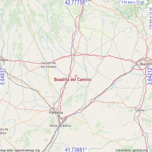 Boadilla del Camino on map