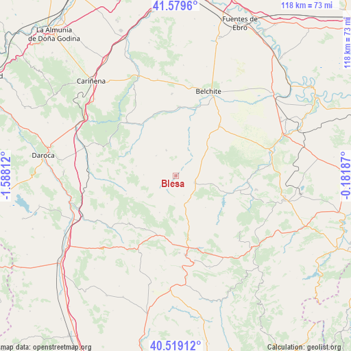 Blesa on map