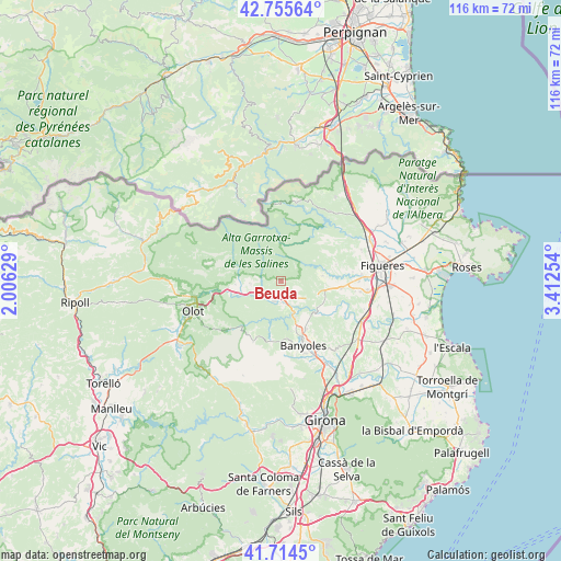 Beuda on map