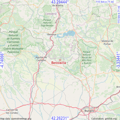 Berzosilla on map