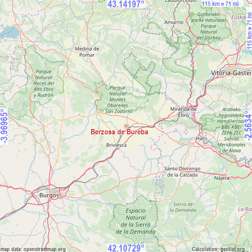 Berzosa de Bureba on map