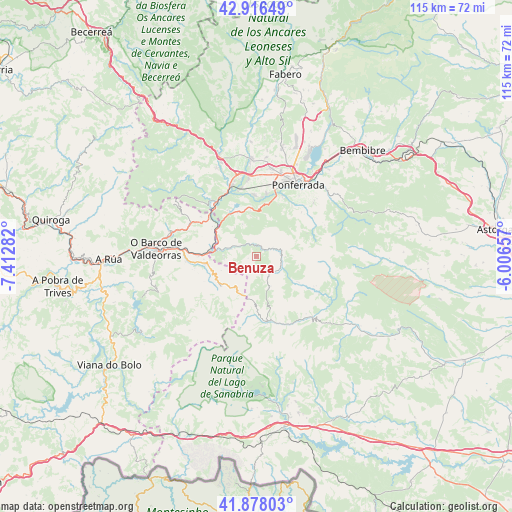 Benuza on map