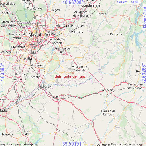 Belmonte de Tajo on map