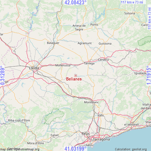 Belianes on map