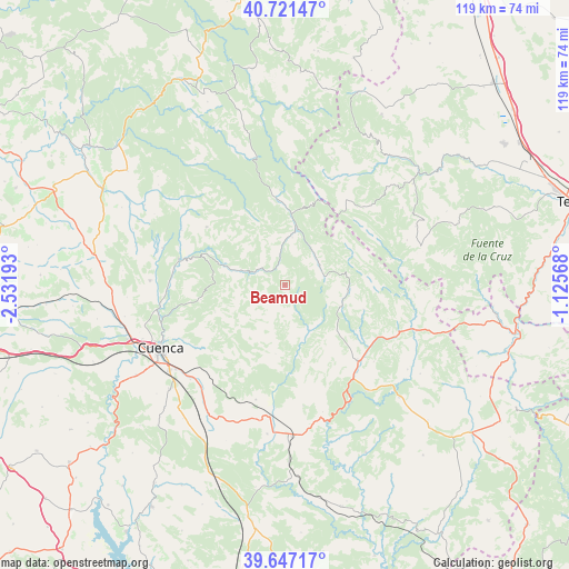 Beamud on map