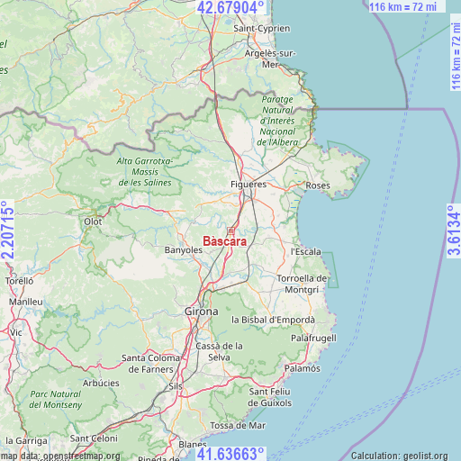 Bàscara on map