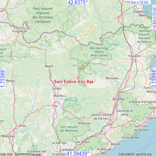 Sant Esteve d'en Bas on map