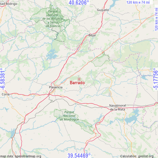 Barrado on map