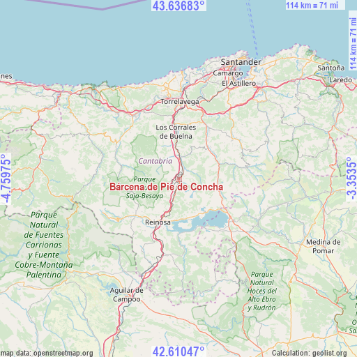 Bárcena de Pie de Concha on map