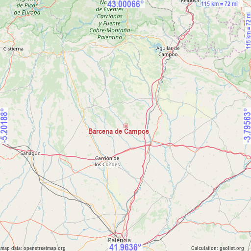 Bárcena de Campos on map