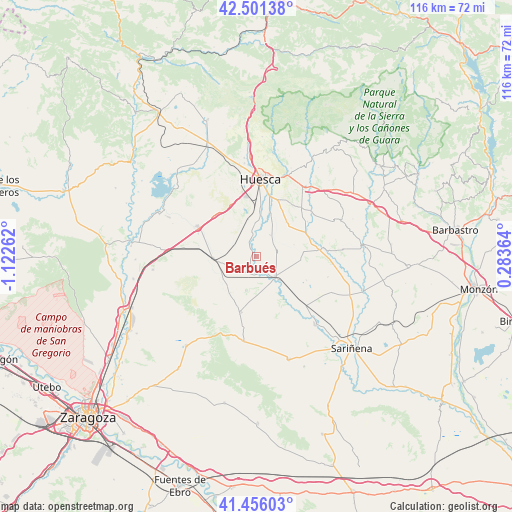Barbués on map