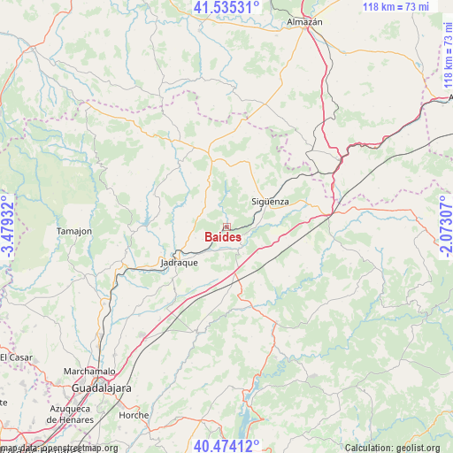 Baides on map