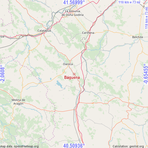 Báguena on map