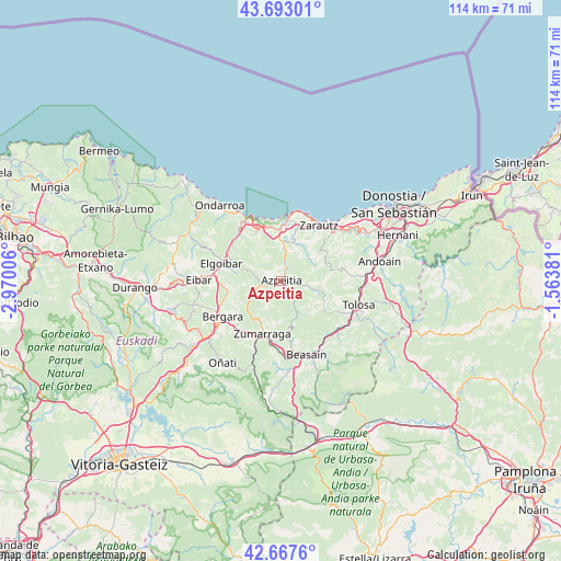 Azpeitia on map