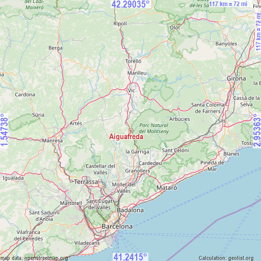 Aiguafreda on map
