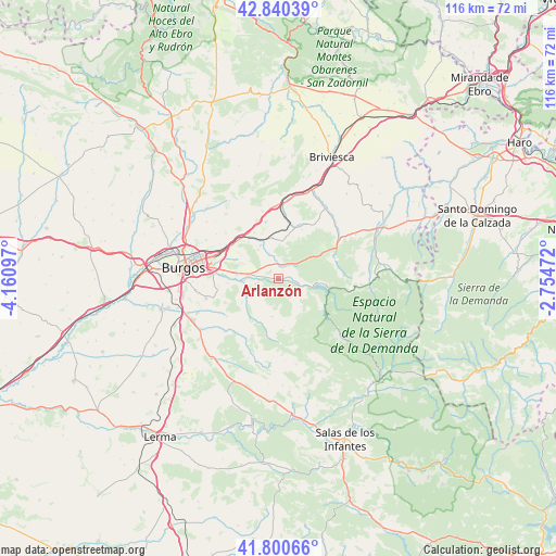 Arlanzón on map