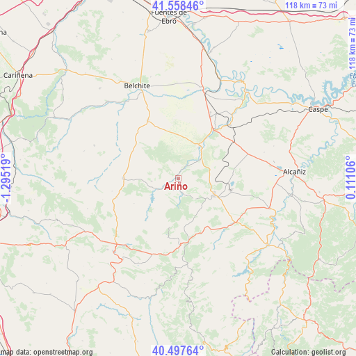 Ariño on map